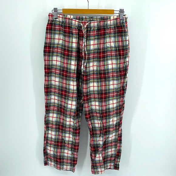 L. L. Bean cotton flannel tartan plaid elastic waist pull on pajama pants sz S - Picture 1 of 7
